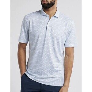 johnnie-O Performance Jersey Golf Polo UPF 50 White Blue Size Medium NEW